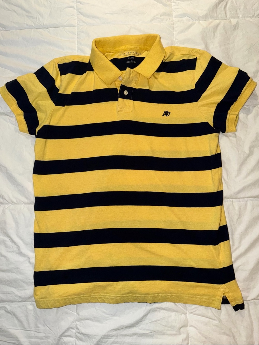 Aeropostale Yellow & Navy Striped Mens XL Polo